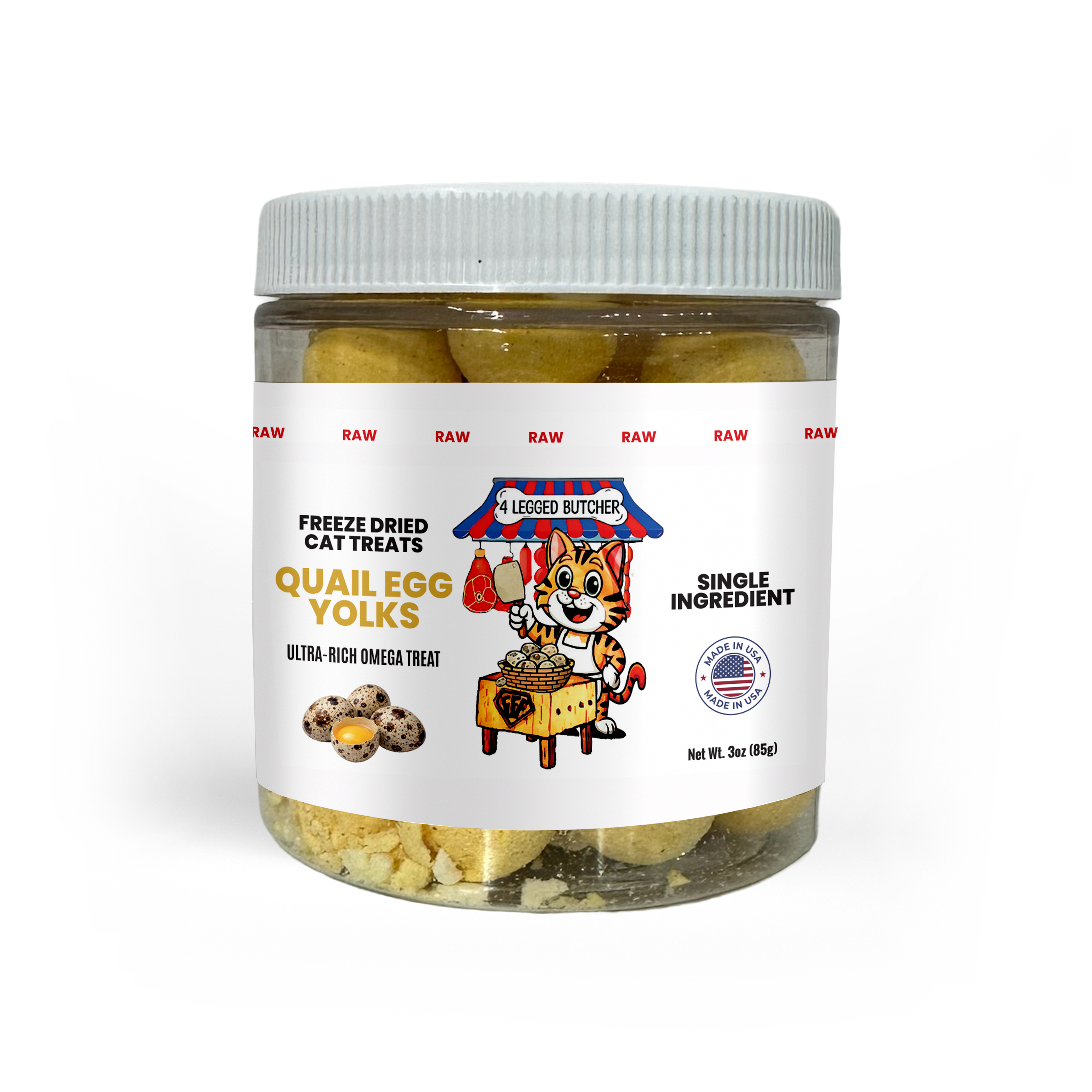 FREEZE DRIED 100% RAW CAT TREATS - 100% QUAIL EGG YOLKS