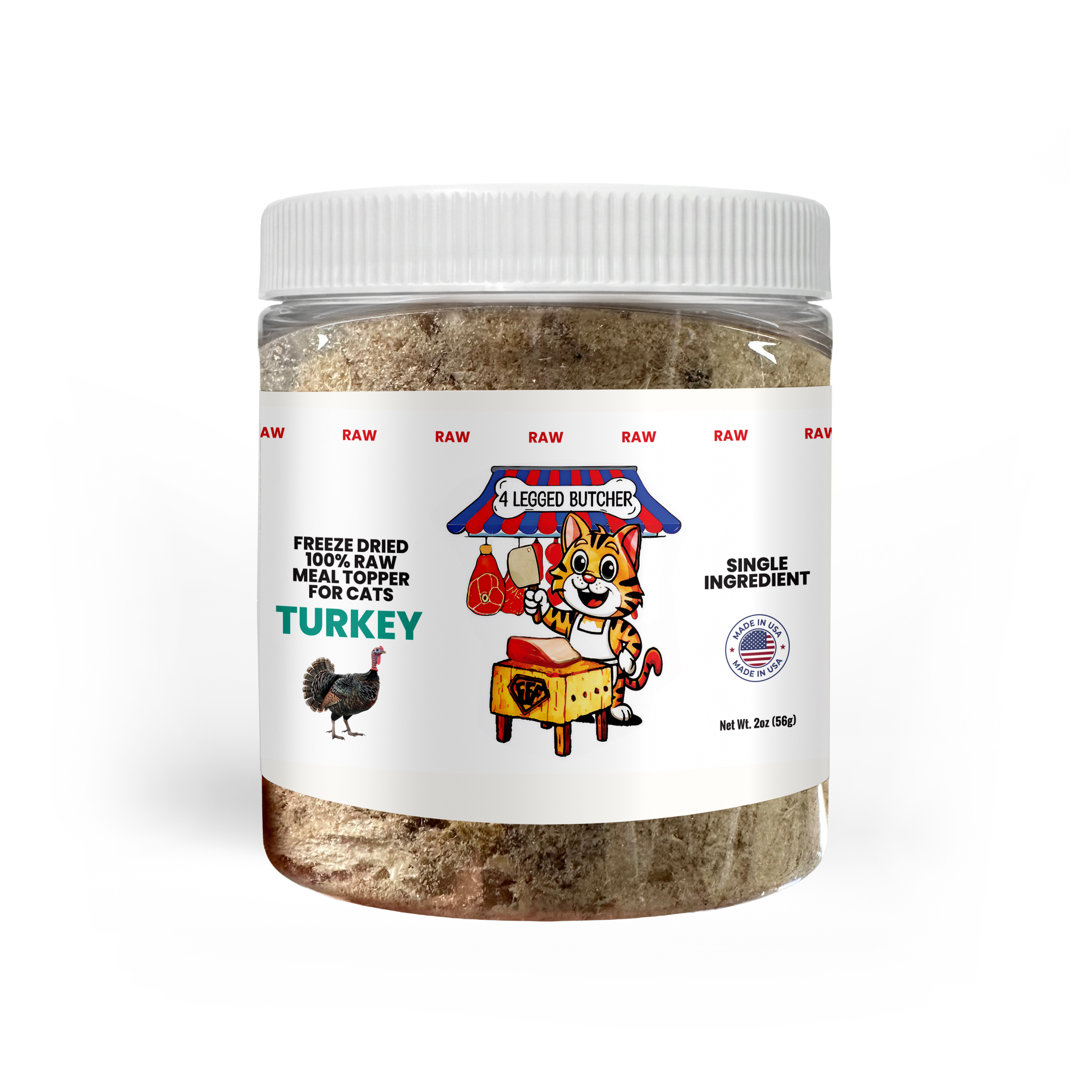 FREEZE DRIED 100% RAW PASTURE RAISED TURKEY MEAL TOPPER FOR CATS