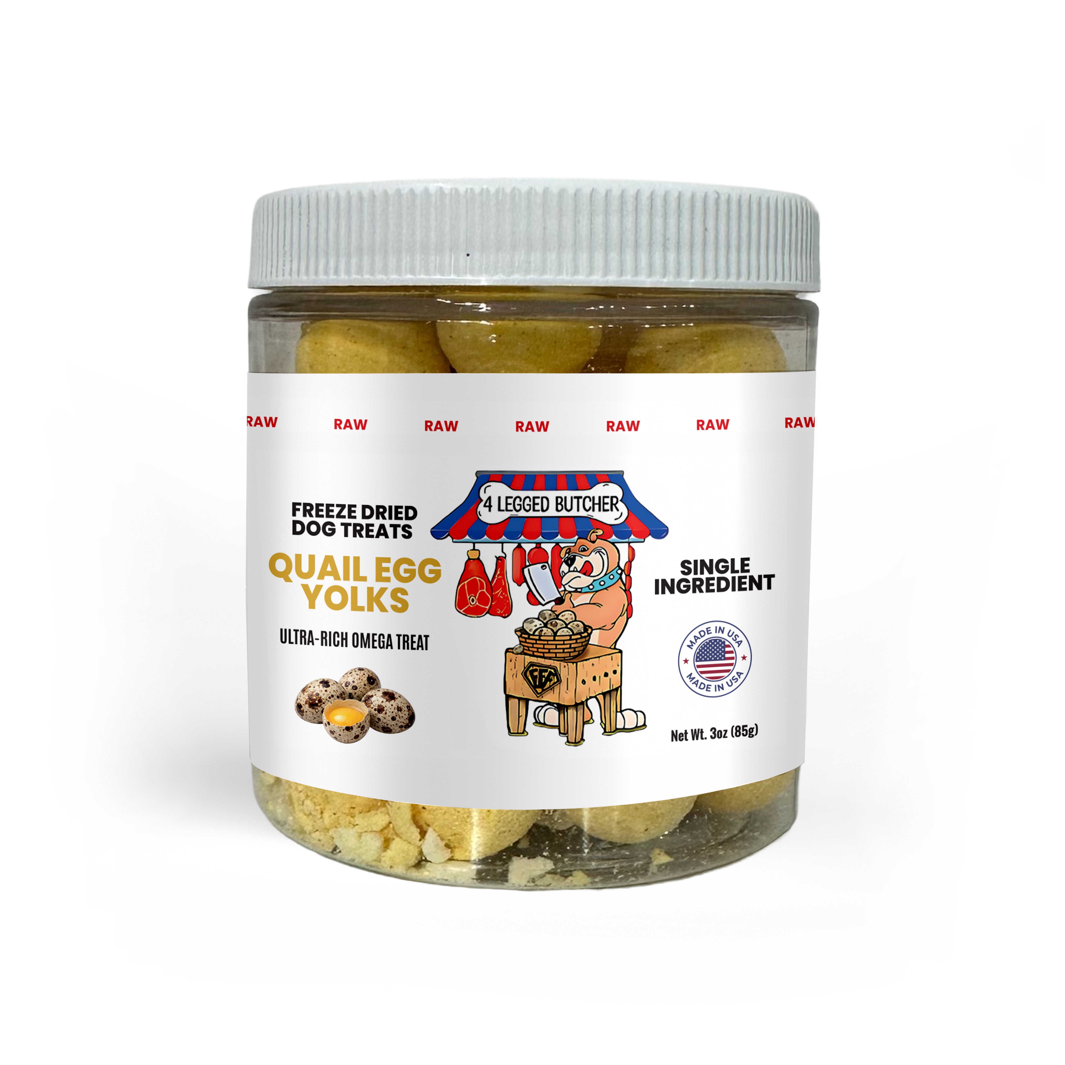 FREEZE DRIED 100% RAW DOG TREATS - 100% QUAIL EGG YOLKS